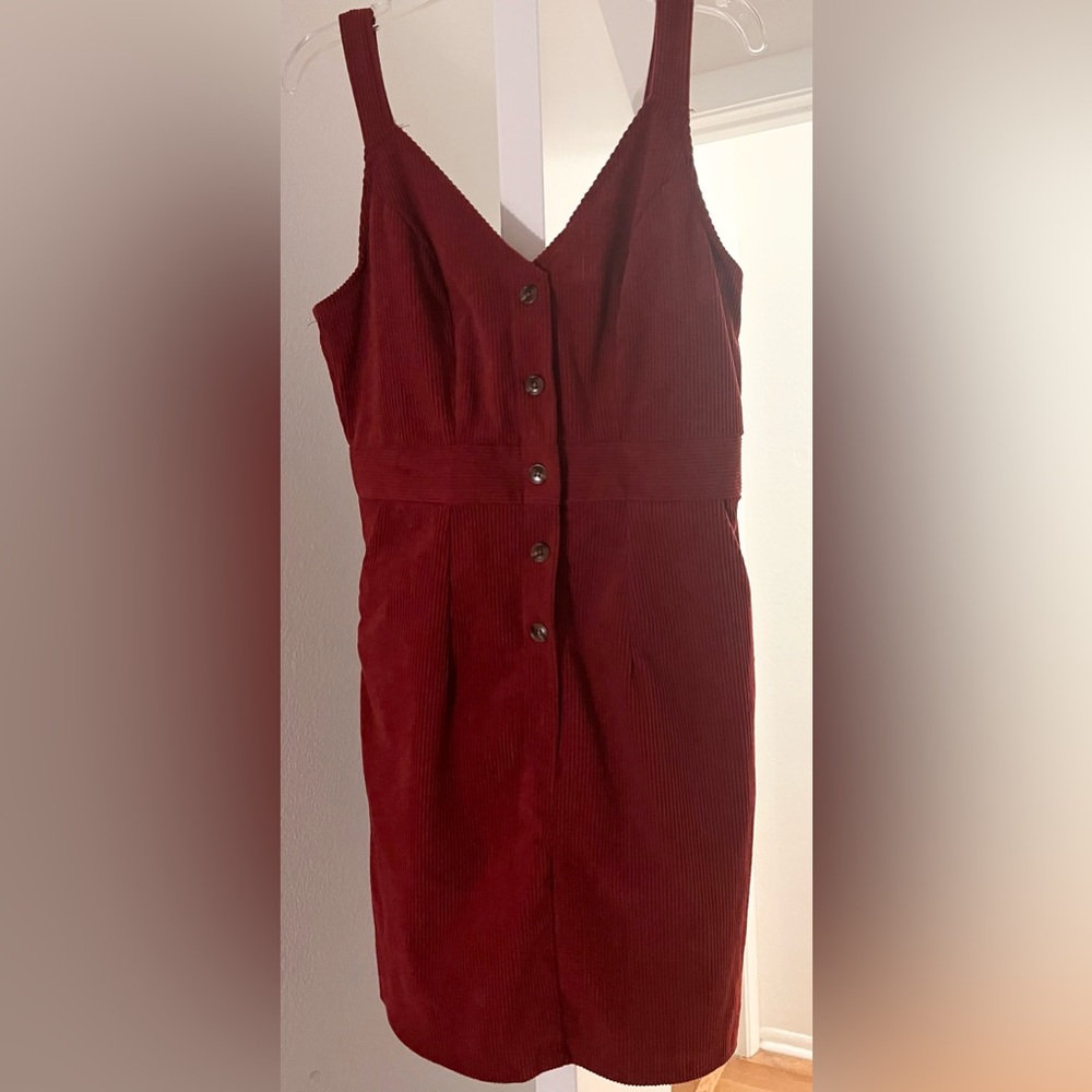 Elegant Red Corduroy Dress
